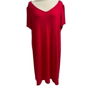 Green Envelope Los Angeles Red Short Sleeve Dress 1X NEW